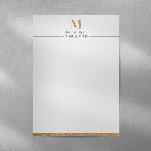 Elegant Classy White & Gold Personalized Monogram Letterhead