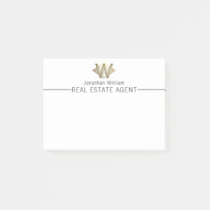 Elegant Classy White & Gold Personalized Monogram Post-it Notes