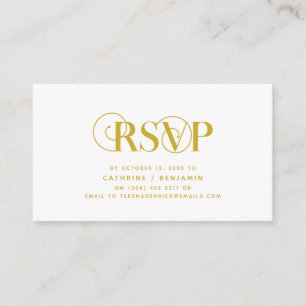 Elegant Classy, Yellow Gold Script, RSVP respond Enclosure Card