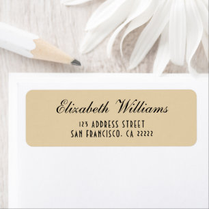Elegant Clean Beige Gold Simple Script Address