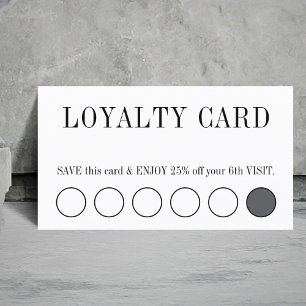 Elegant Clean Black and White Salon 5+1 Loyalty Card