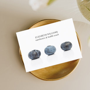 Elegant Clean Blueberry Nutritionist Health Coach Business Card