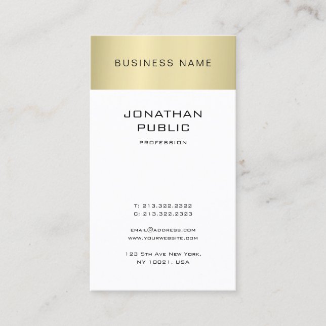 Elegant Clean Design Gold Look Plain Trendy Modern Business Card (Front)