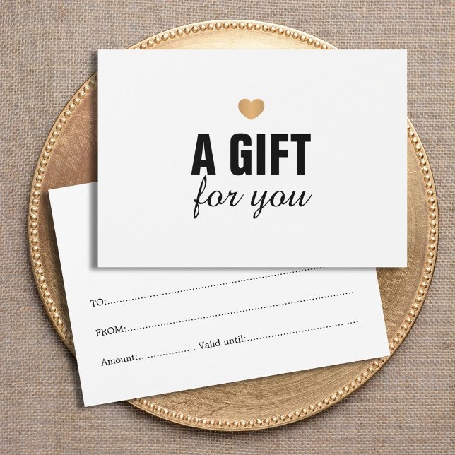 Élégant Clean Faux Gold Heart Certificat cadeau (Créateur téléchargé)
