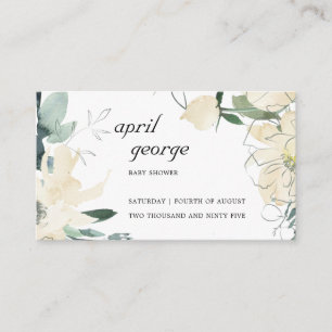 ELEGANT CLEAN IVORY WATERCOLOR FLORAL BABY SHOWER PLACE CARD