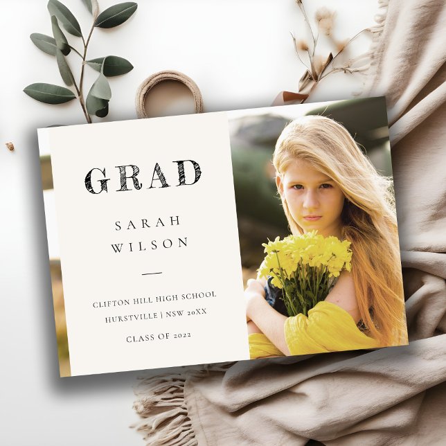 Elegant Clean Minimal Clean Photo Graduation Invitation (Creator Uploaded)