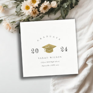 Elegant Clean Minimal Simple Graduation Gold Foil Napkin