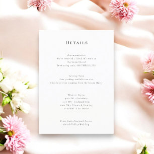  Elegant clean minimal wedding details  Enclosure Card