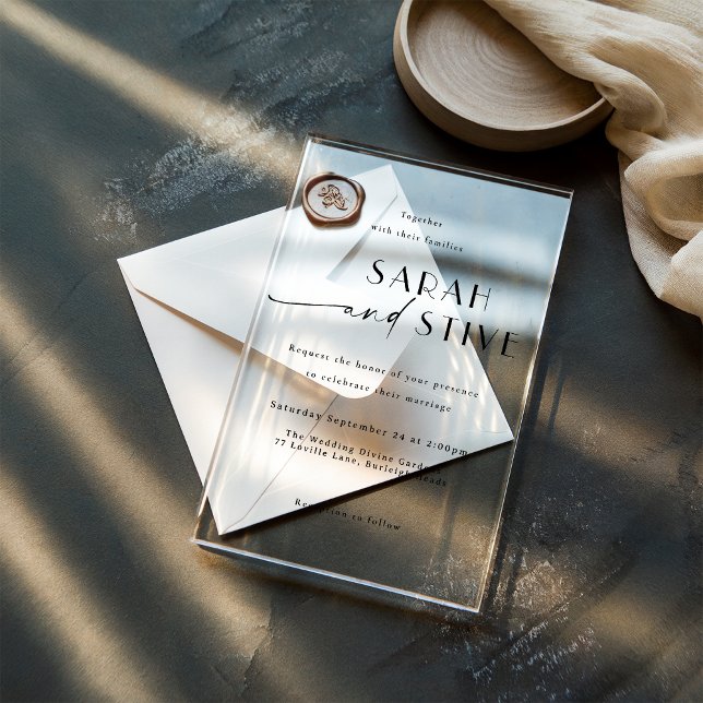Elegant clean minimalist design wedding acrylic invitations (Creator Uploaded)