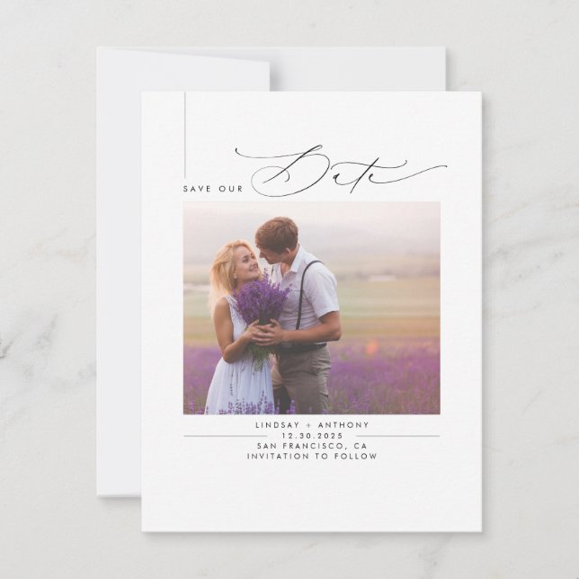 Elegant Clean Minimalist Save the Date Photo (Front)