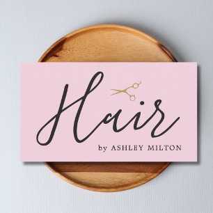 Elegant Clean Pale Rose Scissors Hair Stylist Business Card