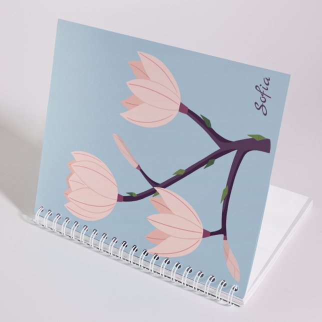 Elegant Clean Pastel Blue & Pink Floral Name Notebook (Creator Uploaded)