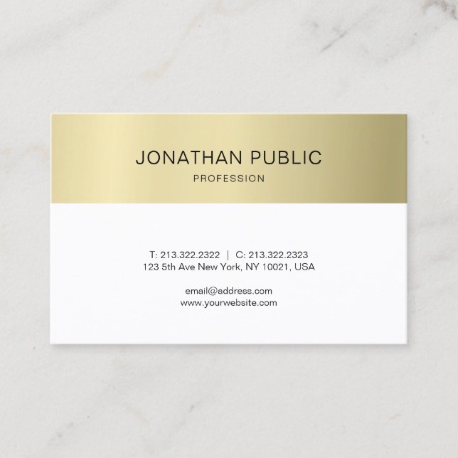 Elegant Clean Plain Gold Look Luxury Modern Design Business Card (Front)