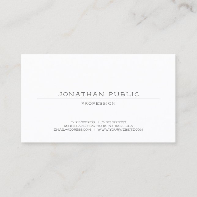 Elegant Clean Professional Modern Trendy Template Business Card (Front)