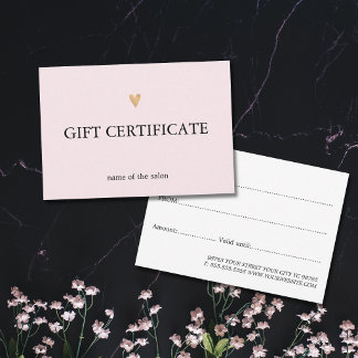 Elegant Clean Rose Faux Gold Heart Beauty Salon