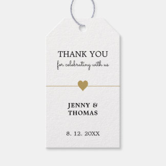 Elegant Clean White Faux Gold Heart Thankyou Class Gift Tags