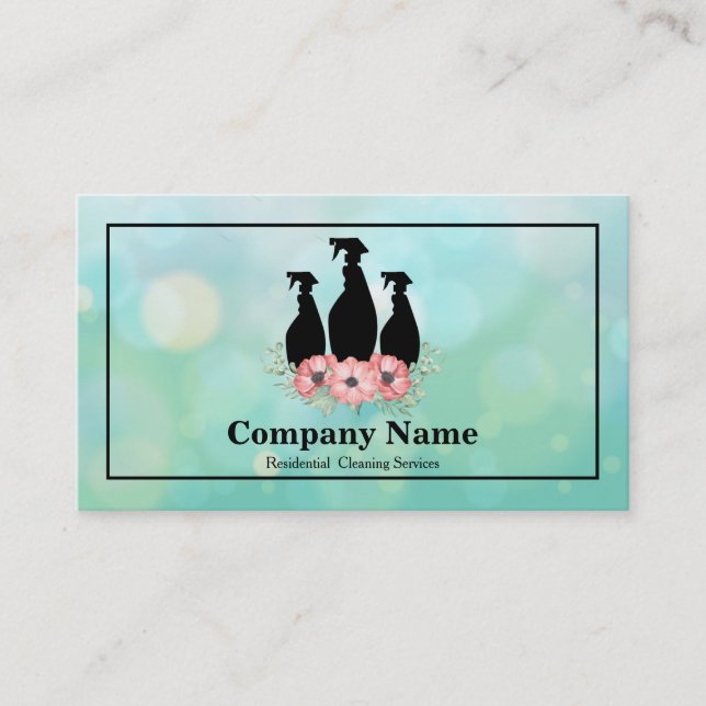 Elegant Cleaning Service Glitter Bokeh Business Ca Business Card (Front)