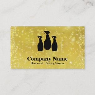 Elegant Cleaning Service Glitter Watercolor Business Card