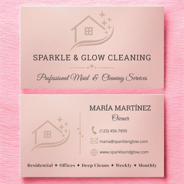Elegant Cleaning Services Maid & Housekeeping Business Card (Creator Uploaded)