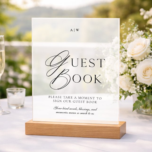 Elegant Clear Acrylic Guest Book Sign (Creator Uploaded)