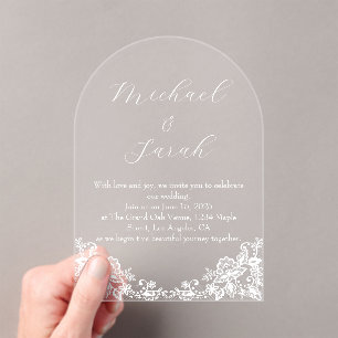 Elegant Clear Acrylic Lace Wedding Invitation