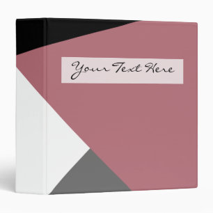 elegant clear dusty pink, black, grey geometrics binder