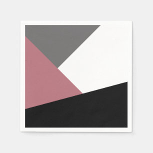 elegant clear dusty pink, black, grey geometrics napkin