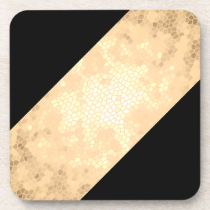 elegant clear faux gold and black stripes coaster