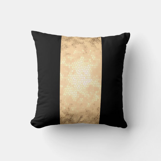 elegant clear faux gold and black stripes throw pillow (Front)
