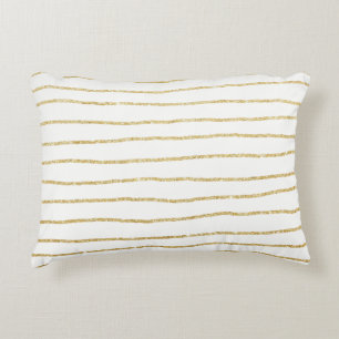 elegant clear faux gold glitter stripes pattern decorative pillow
