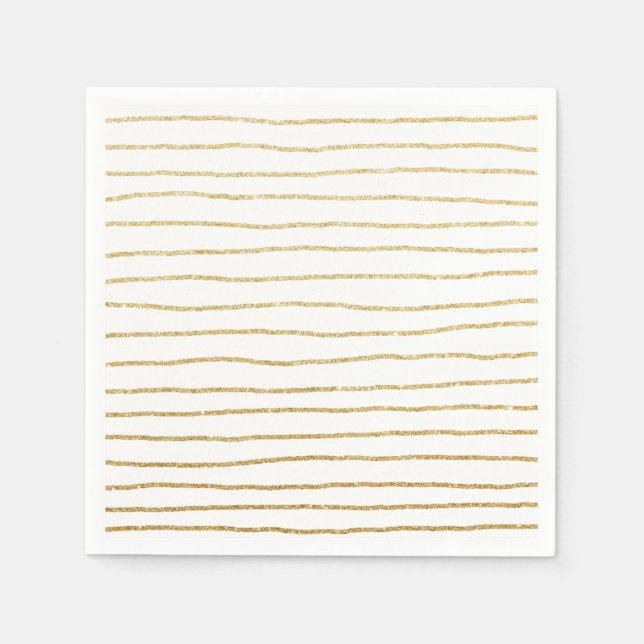elegant clear faux gold glitter stripes pattern napkin (Front)