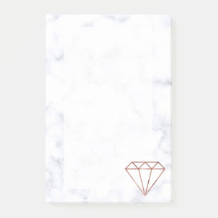 elegant clear faux rose gold diamond white marble post-it notes