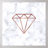 elegant clear faux rose gold diamond white marble