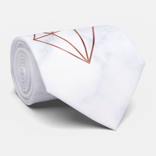 elegant clear faux rose gold diamond white marble tie (Rolled)