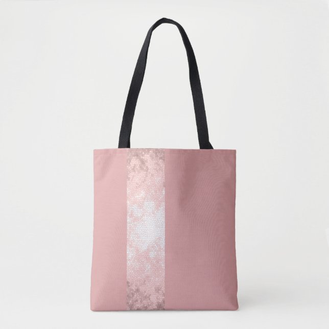 elegant clear faux rose gold pink stripes tote bag (Front)