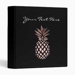 elegant clear faux rose gold tropical pineapple binder