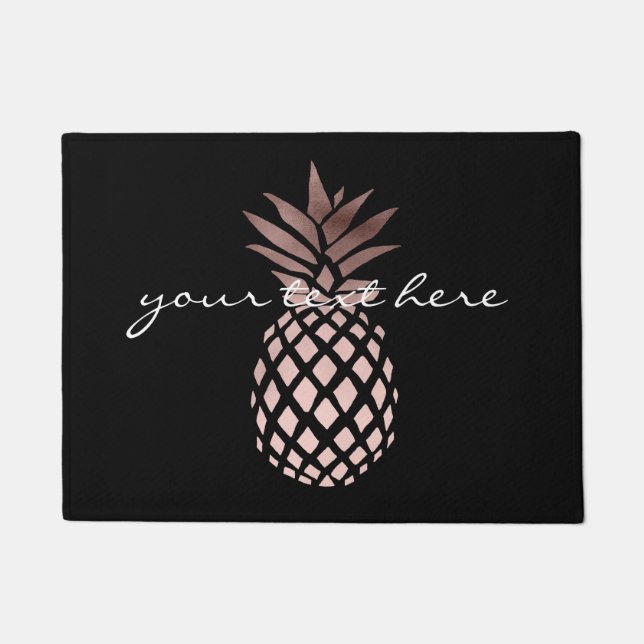 elegant clear faux rose gold tropical pineapple doormat (Front)