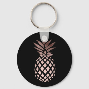 elegant clear faux rose gold tropical pineapple keychain