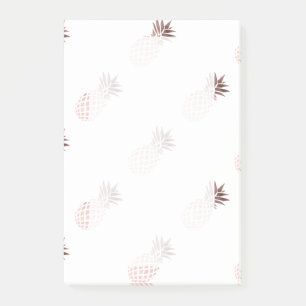 elegant clear faux rose gold tropical pineapple post-it notes