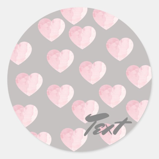 elegant clear light pink love heart pattern classic round sticker (Front)