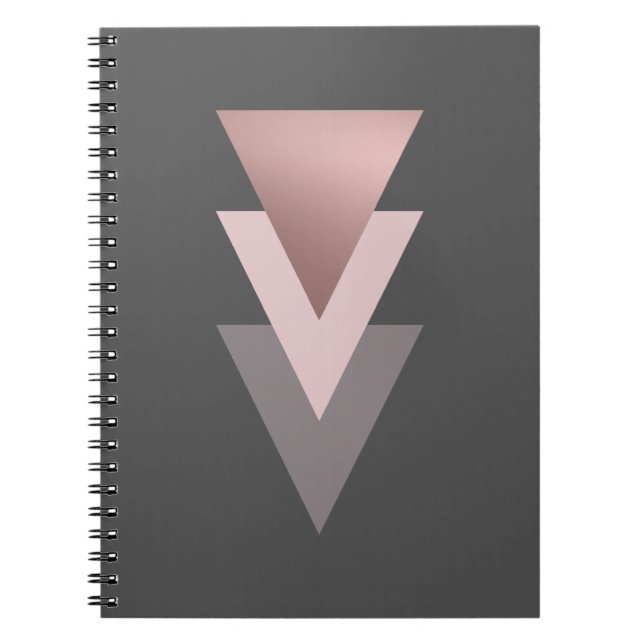 elegant clear rose gold foil geometric triangles notebook (Front)