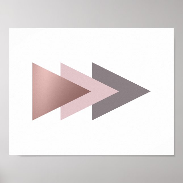 elegant clear rose gold foil geometric triangles poster (Front)