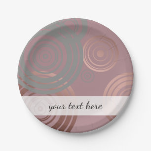 elegant clear rose gold grey geometric circles paper plate