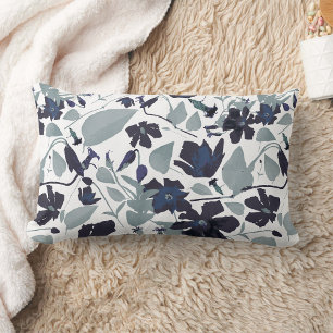 Elegant Clematis Vine Floral Watercolor Lumbar Pillow