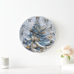 Elegant clocks decorate the tree<br><div class="desc">A beautifully crafted Christmas tree stands majestically, decorated with intricate clock designs and shimmering gold accents. The swirling patterns and frosty blue hues create a festive atmosphere, embodying the magic of the holiday season.</div>