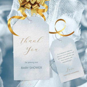 Elegant Cloud 9 Theme Baby Shower Blue Thank You Gift Tags