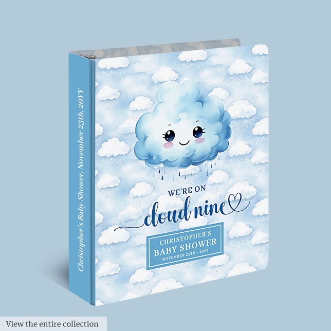 Elegant Cloud Nine Baby Shower Binder Your Name (Elegant Cloud Nine Baby Shower Binder Your Name)