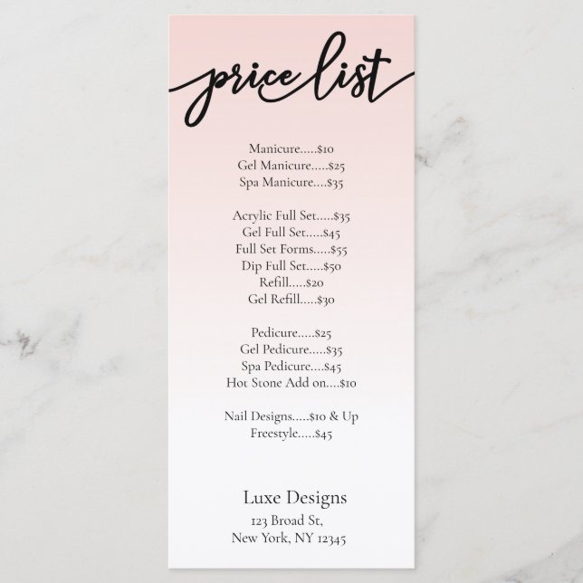 Elégant Clouet Rose Clou Salon Tarifs Cartes (Devant)