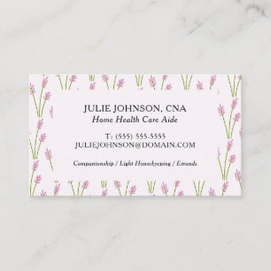 Elegant CNA Home HealthCare Pink Floral Pattern Business Card