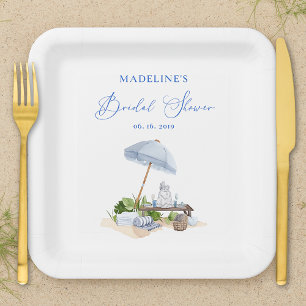 Elegant Coastal Beach Picnic Bridal Shower Paper Plate